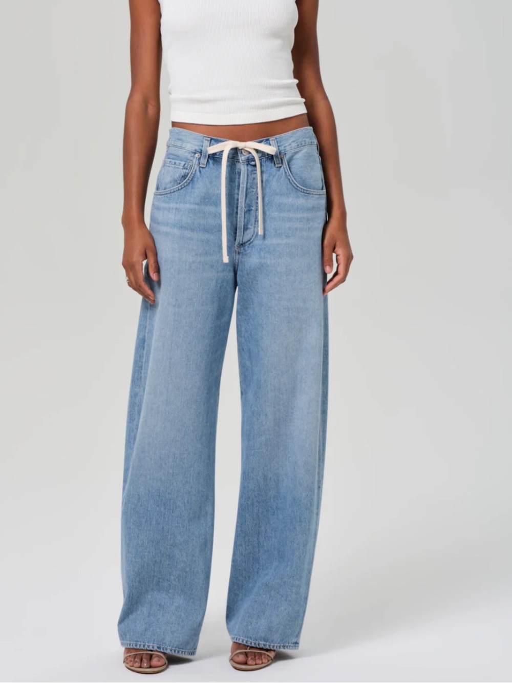 Citizens Of Humanity Brynn Drawstring Trouser Wide-leg Cropped Jeans Blue Lace